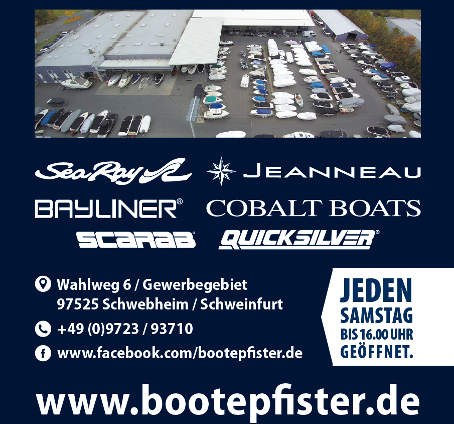 Flyer Boote Pfister - Jeden Samstag bis 16 Uhr geöffnet!